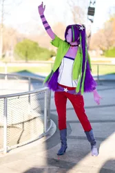 Size: 4000x6000 | Tagged: safe, artist:mimickig, derpibooru import, aria blaze, human, equestria girls, clothes, cosplay, costume, dazzling, irl, kigurumi, mask, outdoors, photo, solo