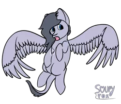 Size: 3500x3000 | Tagged: safe, artist:soupyfox, derpibooru import, oc, unofficial characters only, pegasus, pony, blue background, blue eyes, flying, jewelry, necklace, simple background, solo, transparent background