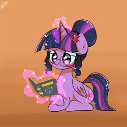 Size: 2048x2048 | Tagged: safe, artist:nanima, derpibooru import, sci-twi, twilight sparkle, alicorn, pony, book, cute, female, glasses, magic, mare, scitwilicorn, solo, telekinesis, twiabetes