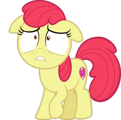 Size: 5000x4952 | Tagged: absurd resolution, accessory-less edit, apple bloom, artist:vaderpl, cutie mark, derpibooru import, edit, editor:slayerbvc, frown, missing accessory, raised hoof, safe, scared, shrunken pupils, simple background, solo, .svg available, the cmc's cutie marks, transparent background, vector, vector edit, worried