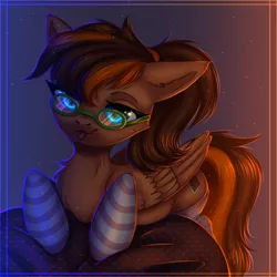 Size: 2000x2000 | Tagged: safe, artist:avrameow, derpibooru import, oc, oc:pumpkin swirl, unofficial characters only, pegasus, pony, clothes, female, glasses, high res, socks, solo, striped socks, tongue out