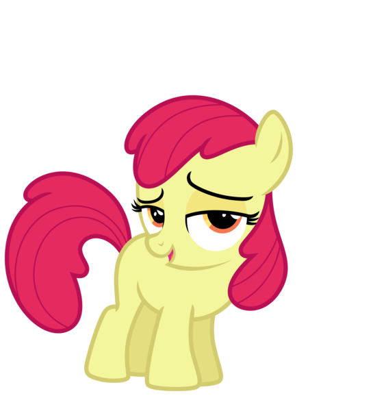 Size: 5796x6161 | Tagged: safe, artist:estories, derpibooru import, edit, editor:slayerbvc, vector edit, apple bloom, earth pony, pony, absurd resolution, accessory-less edit, female, filly, lidded eyes, missing accessory, simple background, solo, transparent background, vector