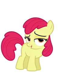 Size: 5796x6161 | Tagged: safe, artist:estories, derpibooru import, edit, editor:slayerbvc, vector edit, apple bloom, earth pony, pony, absurd resolution, accessory-less edit, female, filly, lidded eyes, missing accessory, simple background, solo, transparent background, vector