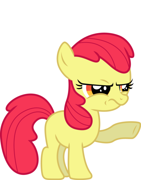 Size: 3926x5000 | Tagged: safe, artist:the-crusius, derpibooru import, edit, editor:slayerbvc, vector edit, apple bloom, earth pony, pony, .ai available, accessory-less edit, female, filly, frown, grumpy, missing accessory, raised hoof, simple background, solo, transparent background, unhappy, vector