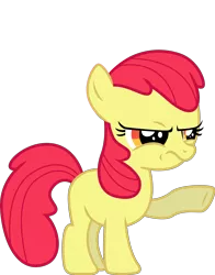 Size: 3926x5000 | Tagged: safe, artist:the-crusius, derpibooru import, edit, editor:slayerbvc, vector edit, apple bloom, earth pony, pony, .ai available, accessory-less edit, female, filly, frown, grumpy, missing accessory, raised hoof, simple background, solo, transparent background, unhappy, vector