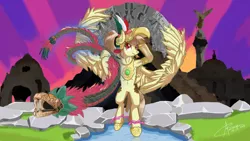 Size: 1280x720 | Tagged: artist:rio_arana, aztec, broniesmexicolatino, derpibooru import, mexicanmonuments, mexico, monuments, oc, oc:tailcoatl, quetzalcoatl, rioaranaart, safe