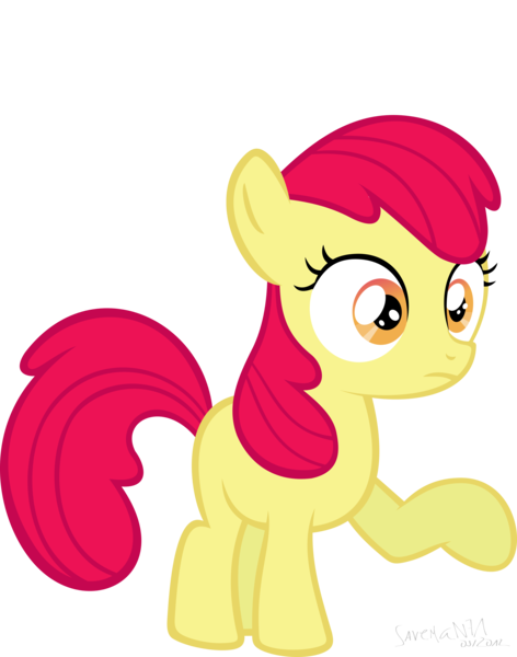 Size: 5999x7621 | Tagged: safe, artist:saveman71, derpibooru import, edit, editor:slayerbvc, vector edit, apple bloom, earth pony, pony, absurd resolution, accessory-less edit, female, filly, missing accessory, raised hoof, reaction image, simple background, solo, transparent background, vector