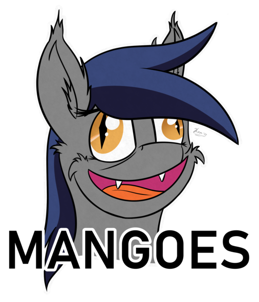 Size: 2244x2620 | Tagged: safe, artist:kamithepony, derpibooru import, oc, oc:echo, bat pony, bat pony oc, bat wings, commission, derp, faic, fangs, female, mangoes, pudding face, simple background, slit eyes, solo, that batpony sure does love mangoes, wings