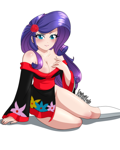 Size: 3200x4000 | Tagged: absurd resolution, adorasexy, artist:danmakuman, beautiful, blushing, bottomless, braless, breasts, busty rarity, cleavage, clothes, collarbone, cute, derpibooru import, eyelashes, eyeshadow, female, hairpin, hand on chest, high res, human, humanized, kimono minidress, kneesocks, legs, lip gloss, looking at you, makeup, mascara, no bra underneath, no panties, no underwear, off shoulder, partial nudity, patreon, patreon reward, pose, raised eyebrow, rarithighs, rarity, seductive pose, sexy, signature, simple background, sitting, smiling, socks, solo, solo female, stupid sexy rarity, suggestive, sultry pose, thighs, transparent background