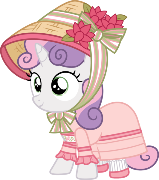 Size: 1064x1200 | Tagged: safe, artist:cloudyglow, derpibooru import, sweetie belle, pony, american girls, clothes, cute, diasweetes, dress, female, filly, hat, mare, solo