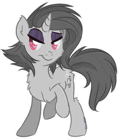 Size: 400x465 | Tagged: safe, artist:sinamuna, derpibooru import, oc, oc:kawaii fuck ii, unofficial characters only, pony, unicorn, cutie mark, eyeshadow, grey fur, grey hair, makeup, male, pink eyes, ponysona, solo