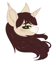 Size: 600x692 | Tagged: safe, artist:sinamuna, derpibooru import, oc, oc:cinnamon fawn, unofficial characters only, pony, unicorn, blushing, brown hair, bust, female, green eyes, hazel eyes, ponysona, portrait, profile, solo