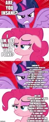 Size: 500x1228 | Tagged: safe, derpibooru import, edit, edited screencap, editor:lord you know who, screencap, pinkie pie, twilight sparkle, twilight sparkle (alicorn), alicorn, earth pony, ghost, pony, undead, winterchilla, comic:the epilogue, best gift ever, the hearth's warming club, twilight's kingdom, atop the fourth wall, avengers: endgame, bendy and the ink machine, christmas, comic, escape room, fanfic art, food, hearth's warming, holiday, infinity gauntlet, ink, linkara, pudding, screencap comic, spoilers for another series, thanos, winterzilla