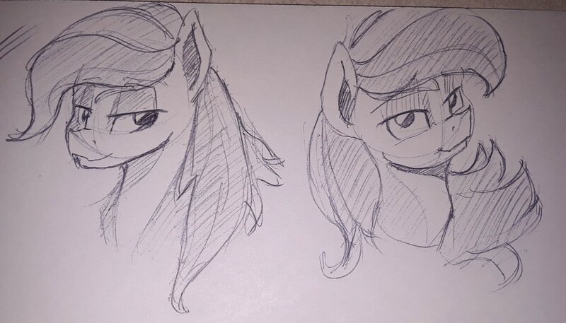 Size: 1030x588 | Tagged: safe, artist:post-it, derpibooru import, rainbow dash, pegasus, pony, bust, duality, female, ink drawing, lidded eyes, looking at you, mare, monochrome, self ponidox, simple background, sketch, smiling, traditional art, white background