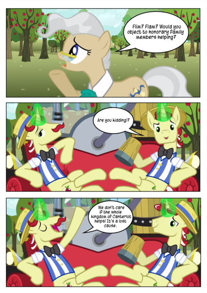 Size: 4959x7017 | Tagged: absurd resolution, artist:purplewonderpower, cider, cider mug, comic, derpibooru import, edit, edited screencap, flam, flim, flim flam brothers, mayor mare, mug, safe, screencap, screencap comic, super speedy cider squeezy 6000, tankard, the super speedy cider squeezy 6000