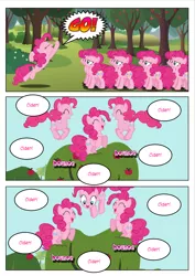 Size: 4959x7017 | Tagged: absurd resolution, alternate scenario, artist:purplewonderpower, cider, clone, clones, comic, derpibooru import, fun fun fun, multeity, pinkie clone, pinkie pie, safe, the super speedy cider squeezy 6000, too much pink energy is dangerous