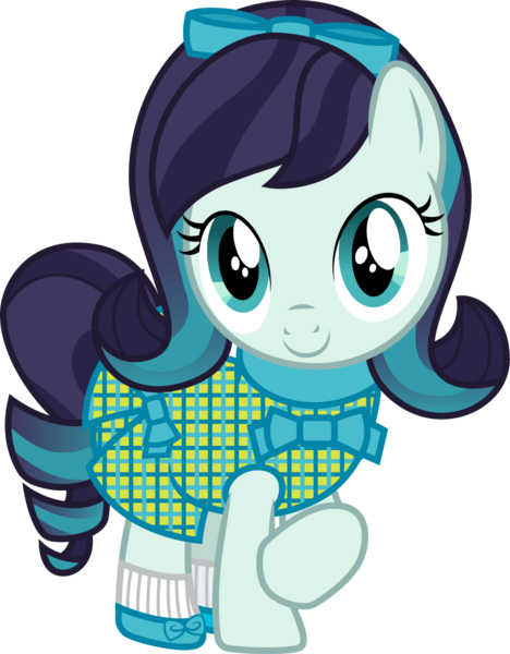 Size: 935x1200 | Tagged: safe, artist:cloudyglow, derpibooru import, coloratura, earth pony, pony, american girls, bow, clothes, cute, dress, female, filly, filly coloratura, hair bow, rarabetes, smiling, solo, unmoving plaid