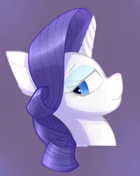 Size: 1200x1500 | Tagged: safe, artist:silshadnic, deleted from derpibooru, derpibooru import, rarity, pony, unicorn, bust, female, lidded eyes, looking back, mare, portrait, simple background, solo