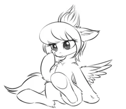 Size: 1646x1429 | Tagged: safe, artist:orang111, derpibooru import, oc, oc:sweet skies, pegasus, pony, boop, doodle, monochrome, sitting, solo, spread wings, wings