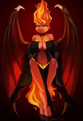 Size: 2684x3900 | Tagged: suggestive, artist:hakkids2, derpibooru import, sunset shimmer, alicorn, anthro, equestria girls, absolute cleavage, breasts, busty sunset shimmer, cleavage, clothes, female, high res, mare, smiling, solo, solo female, sunset satan