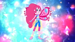 Size: 2000x1124 | Tagged: safe, artist:gouhlsrule, artist:user15432, derpibooru import, pinkie pie, fairy, human, equestria girls, alternate hairstyle, believix, clothes, crossover, element of laughter, fairy wings, fingerless gloves, gloves, hairstyle, hasbro, hasbro studios, high heels, humanized, pink wings, rainbow s.r.l, shoes, winged humanization, wings, winx club