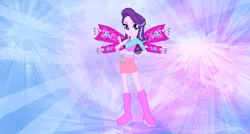 Size: 1200x641 | Tagged: safe, artist:gouhlsrule, artist:user15432, derpibooru import, starlight glimmer, fairy, human, equestria girls, alternate hairstyle, believix, boots, clothes, crossover, cutie mark, fairy wings, fingerless gloves, gloves, hairstyle, hasbro, hasbro studios, high heel boots, high heels, humanized, pink wings, rainbow s.r.l, shoes, winged humanization, wings, winx club