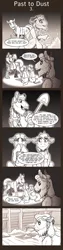 Size: 675x2700 | Tagged: a rockhoof and a hard place, artist:inuhoshi-to-darkpen, comic, comic:past to dust, derpibooru import, dialogue, family, fanfic, fire, flashback, indoors, parent, professor fossil, rockhoof, ruins, safe