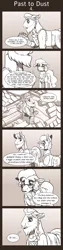 Size: 675x2700 | Tagged: a rockhoof and a hard place, artist:inuhoshi-to-darkpen, comic, comic:past to dust, derpibooru import, dialogue, fanfic, hnefatafl, indoors, professor fossil, rockhoof, ruins, safe