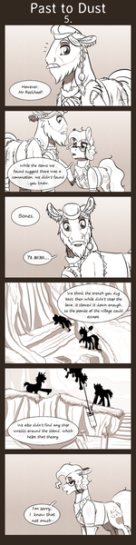 Size: 675x2700 | Tagged: archaeology, a rockhoof and a hard place, artist:inuhoshi-to-darkpen, comic, comic:past to dust, derpibooru import, dialogue, fanfic, professor fossil, rockhoof, ruins, safe