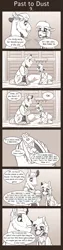 Size: 675x2700 | Tagged: a rockhoof and a hard place, artist:inuhoshi-to-darkpen, comic, comic:past to dust, derpibooru import, dialogue, fanfic, hnefatafl, indoors, professor fossil, rockhoof, ruins, safe