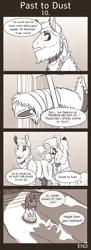 Size: 675x1850 | Tagged: a rockhoof and a hard place, artist:inuhoshi-to-darkpen, comic, comic:past to dust, derpibooru import, dialogue, fanfic, hnefatafl, indoors, professor fossil, rockhoof, ruins, safe, shadow