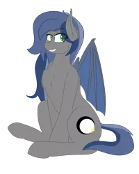 Size: 2000x2500 | Tagged: safe, artist:eclipsepenumbra, artist:eclipsethebat, derpibooru import, oc, oc:eclipse penumbra, unofficial characters only, bat pony, 2019 community collab, derpibooru community collaboration, green eyes, simple background, sitting, solo, transparent background, wings