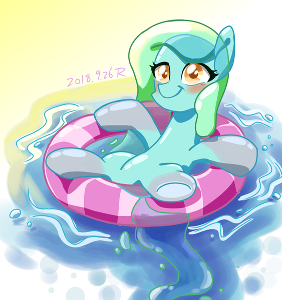 Size: 900x960 | Tagged: safe, artist:tastyrainbow, derpibooru import, oc, unofficial characters only, pony, cute, enjoying, happy, life ring, swimming, water