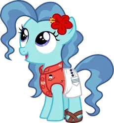 Size: 1107x1200 | Tagged: safe, artist:cloudyglow, derpibooru import, petunia paleo, earth pony, pony, american girls, clothes, cute, female, filly, flower, flower in hair, foal, open mouth, petuniabetes, simple background, smiling, solo, standing, transparent background