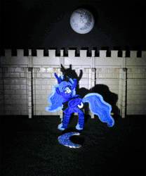 Size: 1000x1204 | Tagged: alicorn, animated, artist:malte279, castle walls, chenille, chenille stems, chenille wire, craft, derpibooru import, gif, mare in the moon, moon, pipe cleaners, pipe cleaner sculpture, playmobil, princess luna, safe, stop motion