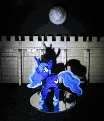 Size: 1000x1157 | Tagged: alicorn, animated, artist:malte279, castle walls, chenille, chenille stems, chenille wire, craft, derpibooru import, gif, mare in the moon, moon, pipe cleaners, pipe cleaner sculpture, playmobil, princess luna, safe, stop motion
