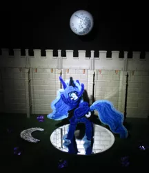 Size: 2618x3025 | Tagged: alicorn, artist:malte279, castle walls, chenille, chenille stems, chenille wire, craft, derpibooru import, mare in the moon, moon, pipe cleaners, pipe cleaner sculpture, playmobil, princess luna, safe