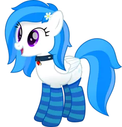 Size: 1049x1092 | Tagged: safe, artist:potato22, derpibooru import, oc, oc:winter white, unofficial characters only, pegasus, pony, 2019 community collab, derpibooru community collaboration, clothes, collar, flower, flower in hair, simple background, socks, solo, striped socks, transparent background, vector