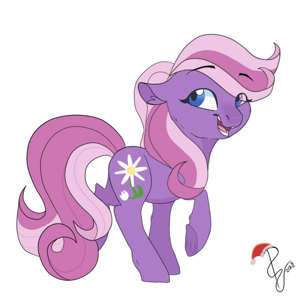 Size: 1600x1582 | Tagged: safe, artist:poowndraww, derpibooru import, daisy dreams, earth pony, pony, female, looking back, mare, simple background, smiling, solo, transparent background