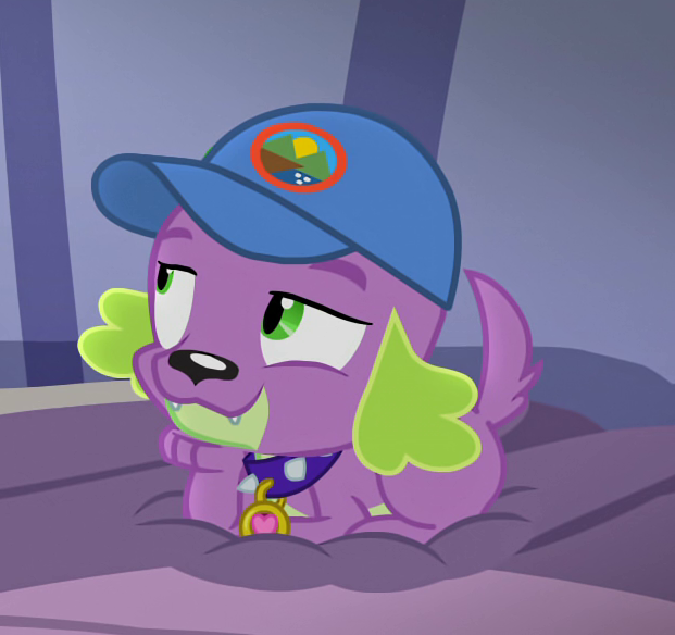 Size: 621x584 | Tagged: safe, derpibooru import, screencap, spike, spike the regular dog, dog, equestria girls, legend of everfree, legend of everfree - bloopers, camp everfree logo, cap, collar, cropped, hat, paws