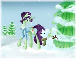 Size: 4668x3597 | Tagged: safe, artist:ri20, derpibooru import, sweet service, pony, unicorn, background pony, clothes, female, glasses, image, mare, png, snow, snowpony, solo