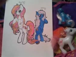 Size: 2592x1944 | Tagged: safe, artist:amykat12, derpibooru import, baby bellaluna, pony, aloha pearl, g3, g3 to g4, generation leap, irl, photo, toy, traditional art