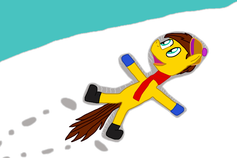 Size: 2922x1950 | Tagged: safe, artist:sb1991, derpibooru import, oc, oc:film reel, unofficial characters only, pegasus, pony, boots, challenge, christmas, clothes, equestria amino, gloves, hat, holiday, shoes, snow, snow angel, twelve days of christmas