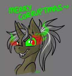 Size: 697x735 | Tagged: artist:felisrandomis, christmas, corrupted, derpibooru import, holiday, oc, oc:mercury shine, safe, solo, sombra eyes, unofficial characters only