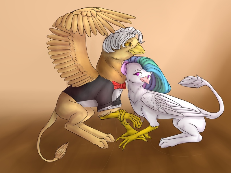 Size: 1280x960 | Tagged: safe, derpibooru import, princess celestia, oc, oc:alviss, gryphon, alvestia, griffonized, species swap