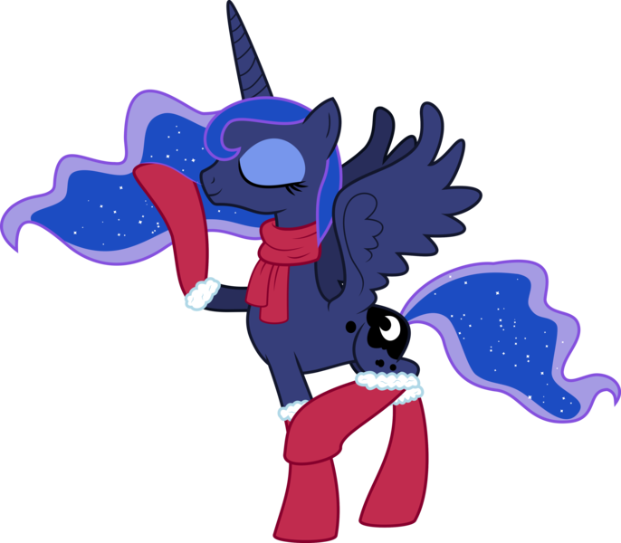 Size: 4199x3675 | Tagged: safe, artist:wissle, derpibooru import, princess luna, alicorn, pony, clothes, eyes closed, female, high res, mare, pose, scarf, simple background, socks, solo, transparent background, vector