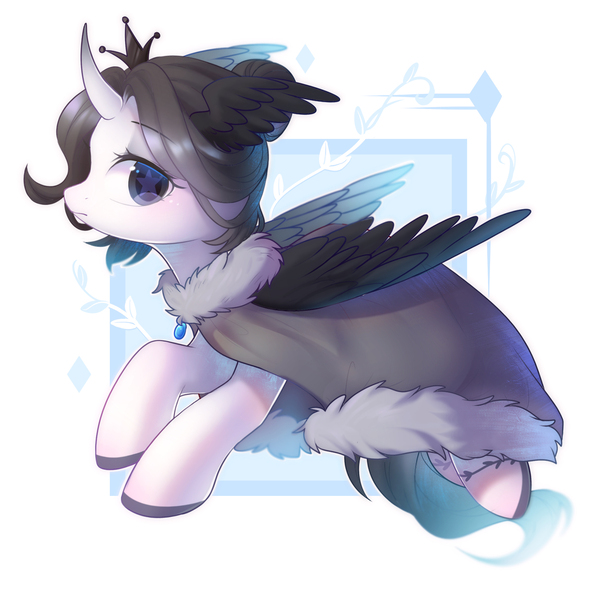 Size: 2000x2000 | Tagged: safe, artist:leafywind, derpibooru import, oc, unofficial characters only, alicorn, pony, abstract background, alicorn oc, clothes, colored hooves, curvy, female, horn, looking at you, mare, profile, robe, solo, starry eyes, wingding eyes, wings