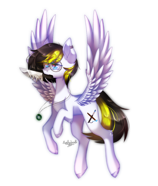 Size: 984x1158 | Tagged: safe, artist:huirou, derpibooru import, oc, oc:doge sushi, pegasus, pony, female, glasses, knife, mare, mouth hold, simple background, solo, transparent background