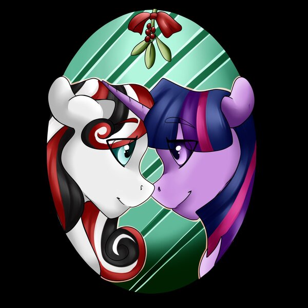 Size: 1200x1200 | Tagged: safe, artist:crecious, derpibooru import, twilight sparkle, twilight sparkle (alicorn), oc, oc:bridle timeout, alicorn, pegasus, pony, canon x oc, female, lesbian, mistleholly, shipping