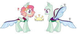 Size: 2764x1236 | Tagged: artist:starling-sentry-yt, bald, changepony, derpibooru import, hybrid, male, oc, oc:sunset aura, offspring, parent:princess celestia, parents:thoralestia, parent:thorax, reference sheet, safe, simple background, solo, transparent background, unofficial characters only